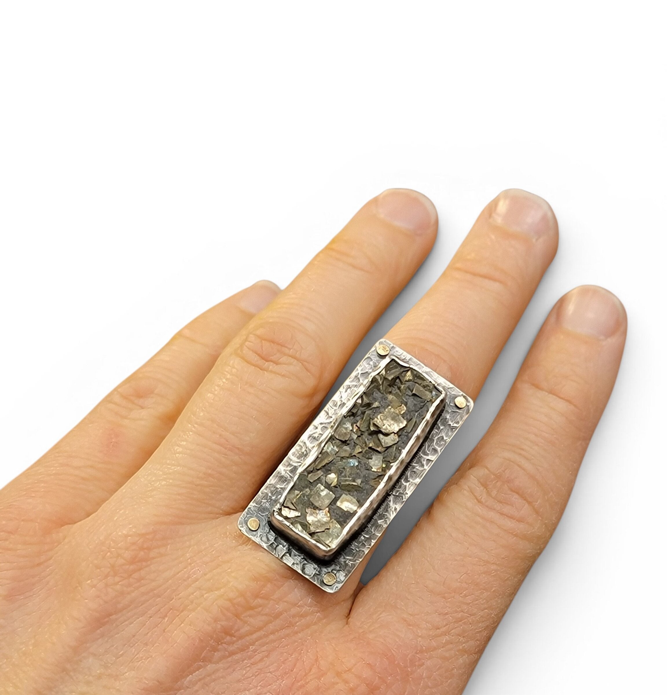 Rectangular Pyrite Ring
