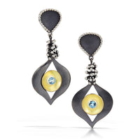 Blue Topaz, Oxidized Silver