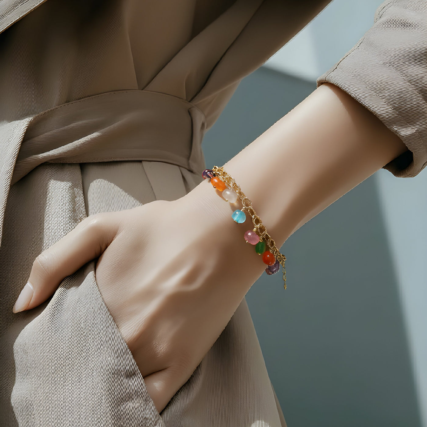 Opal Gold Charm Bracelet