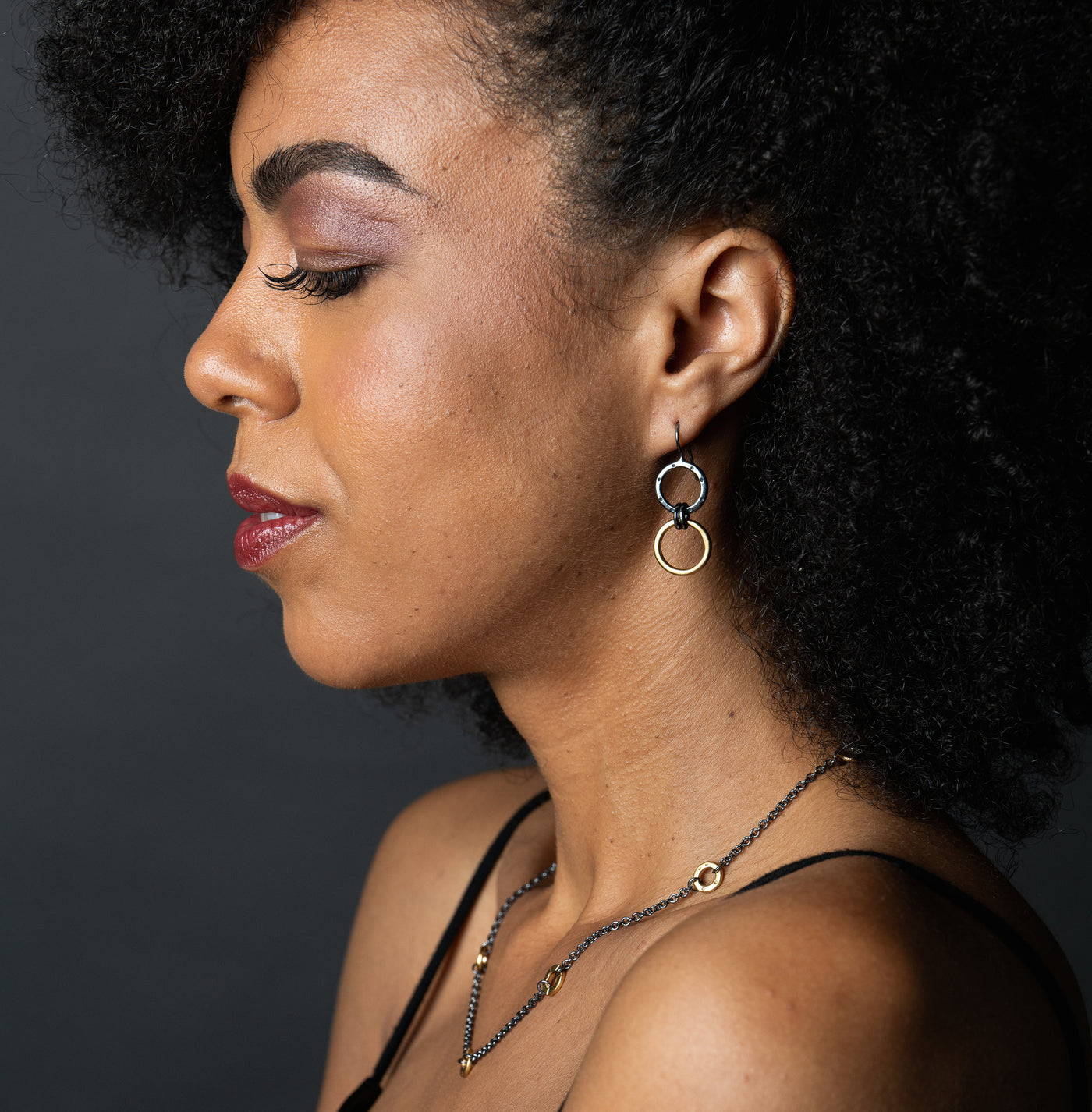 shown with the Black and Gold Barb Chain Necklace by jodi brownstein