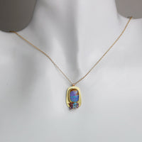 Lavender Boulder Opal & Sapphire Cluster Pendant
