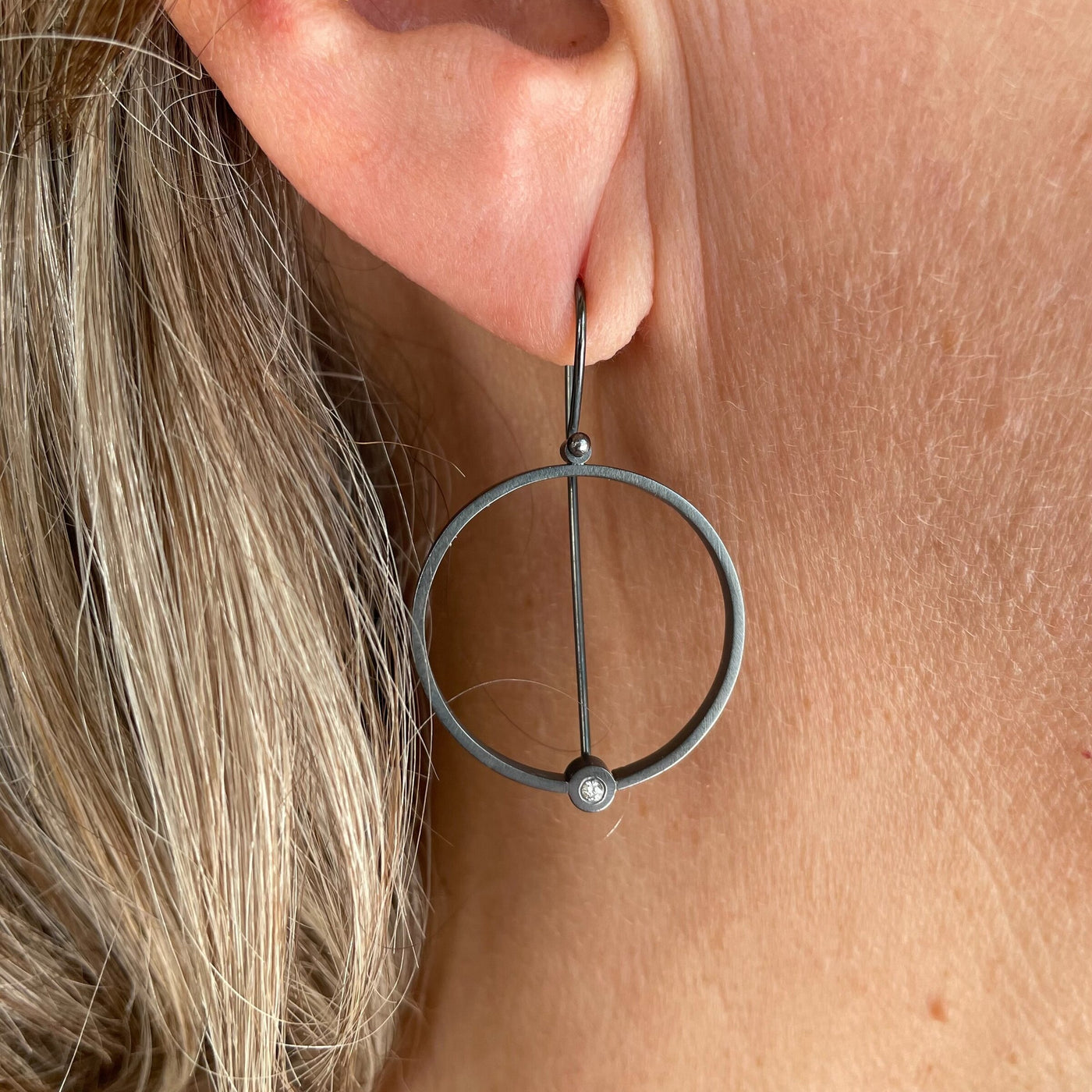 Open Circle Diamond Earrings