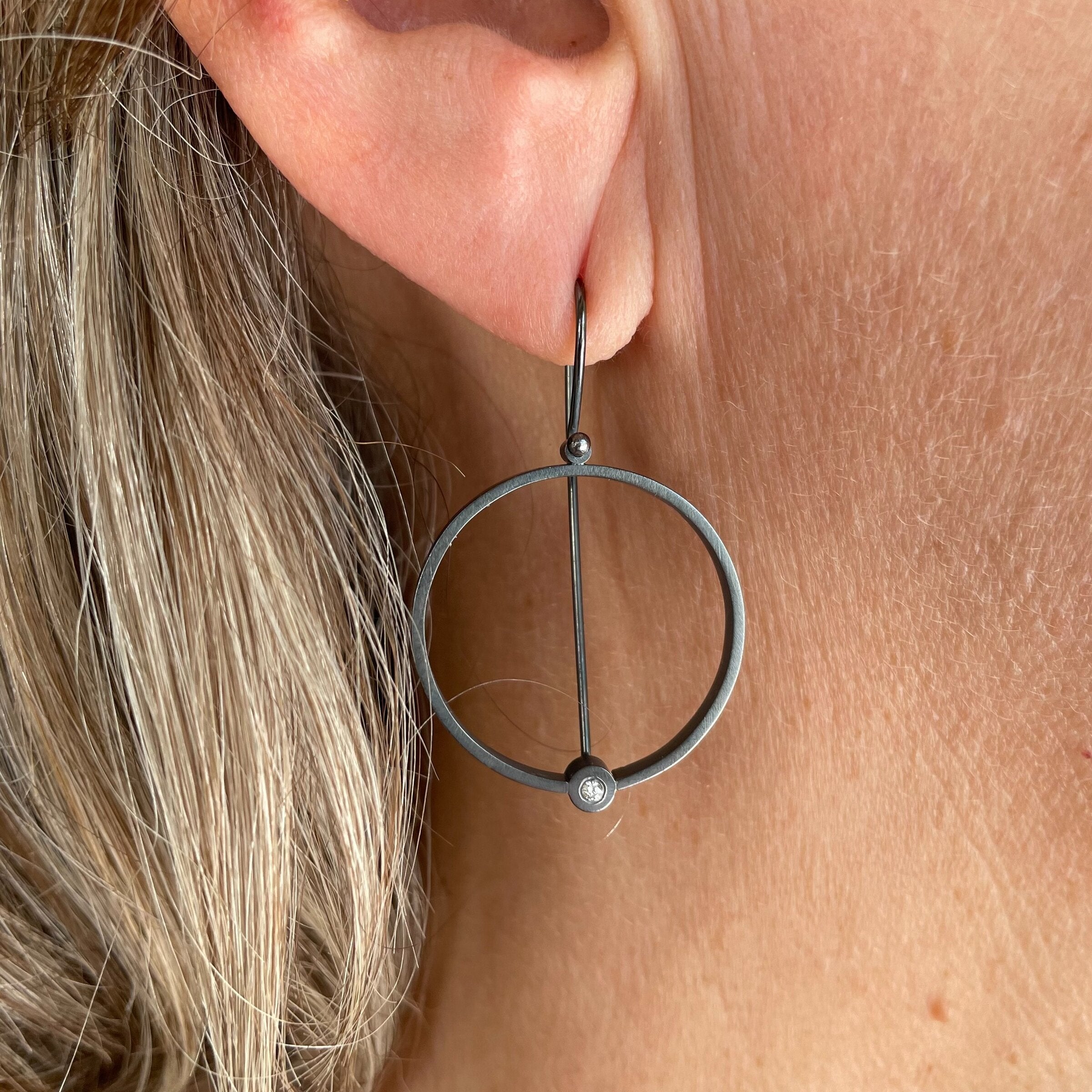 Open Circle Diamond Earrings