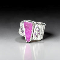 Cobalto Calcite & Pink Sapphire Statement Ring