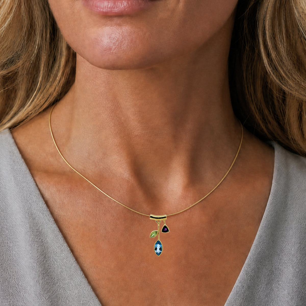 Three Stone Petal Pendant