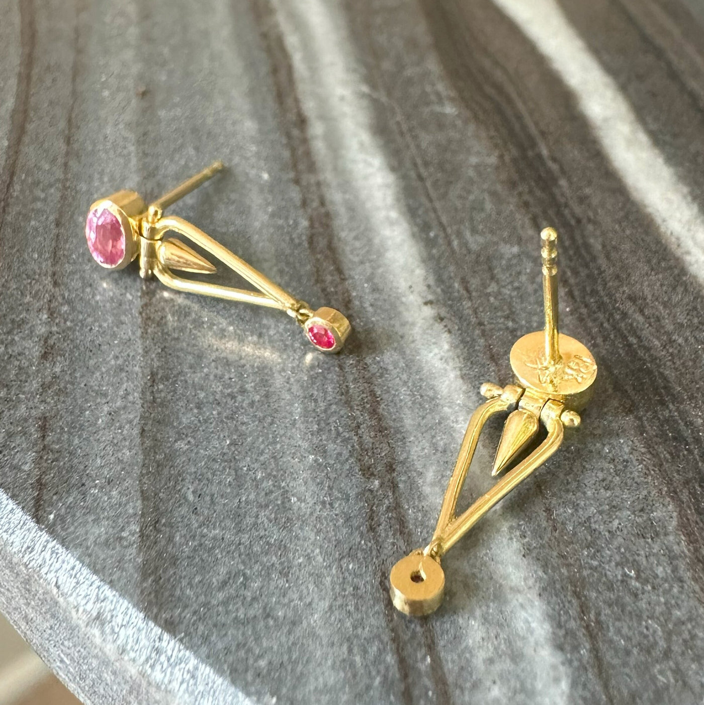Pink Sapphire Hinge Earrings