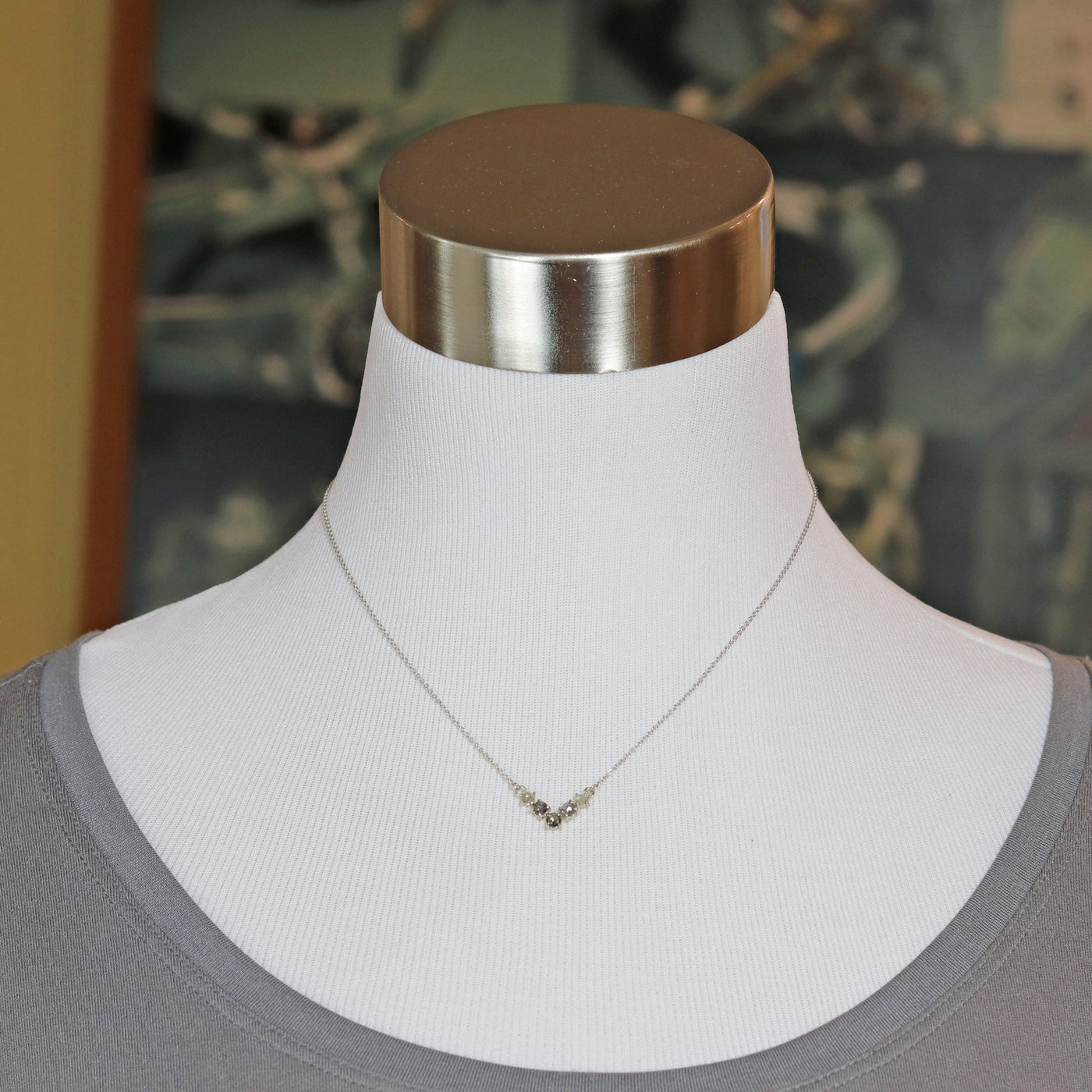Rose Cut Diamond "V" Necklace