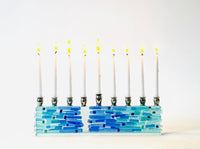 Parting of the Sea Aqua blue Menorah