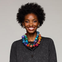 Long Rainbow Kantha Necklace