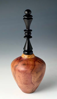 Vessel Turned from Camphor Burl, African Blackwood Finial