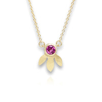 Three Leaf Necklace with Grape Garnet