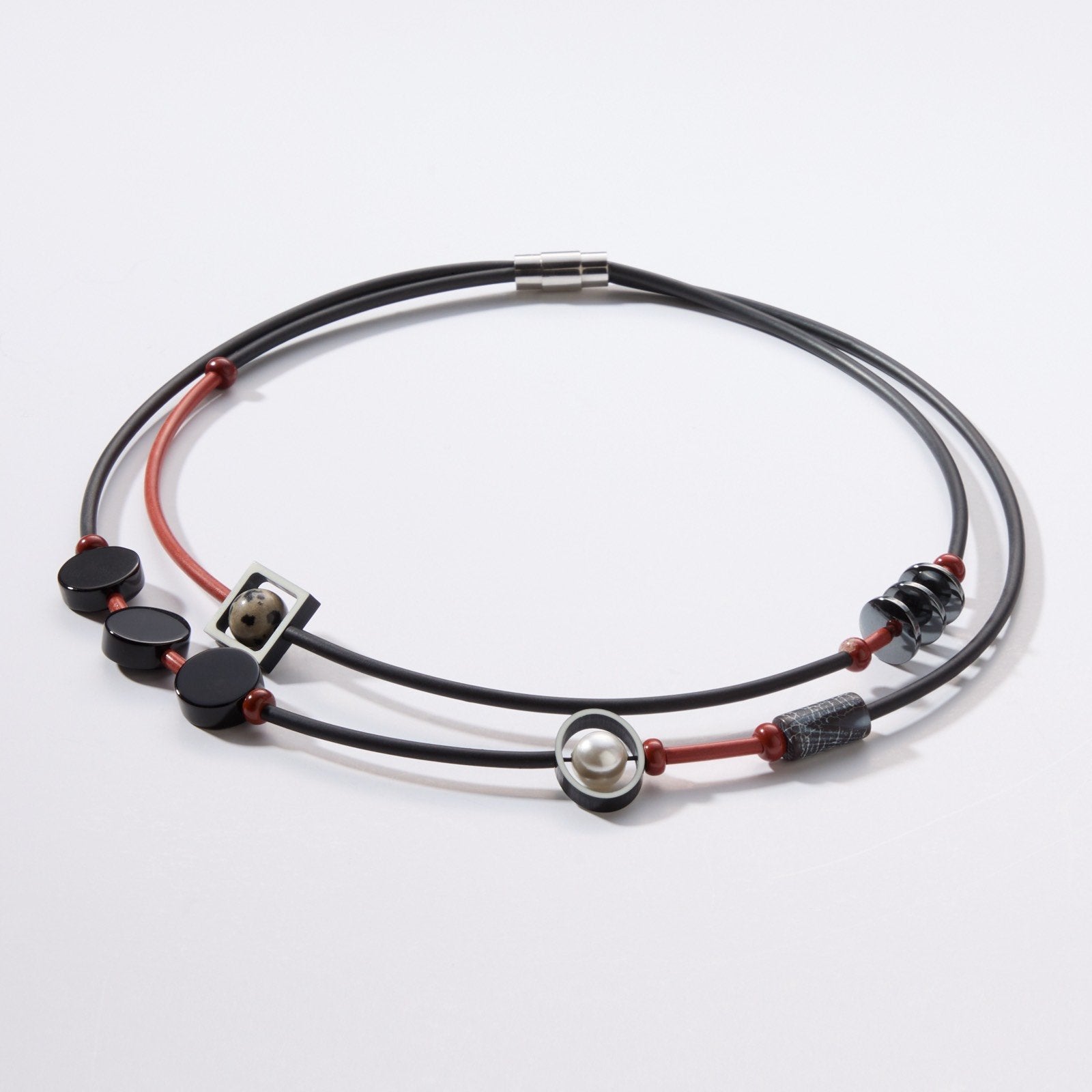 Red Double Wrap Mixed Media Necklace