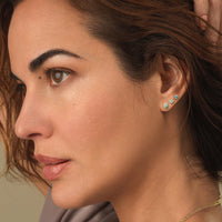 Tiny Oval Pronged Bezel Earrings