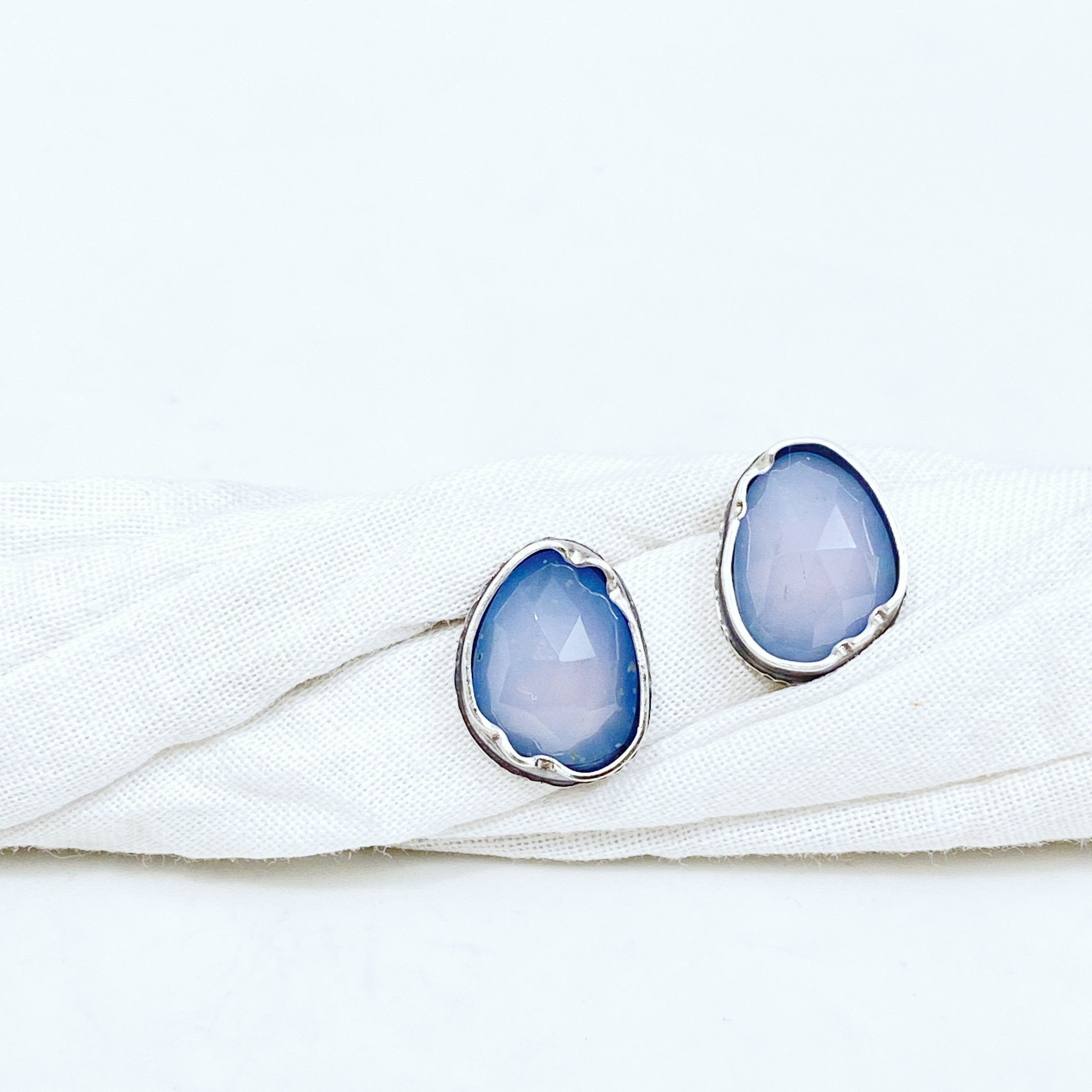 Blue Chalcedony Eclectic Ethos Studs