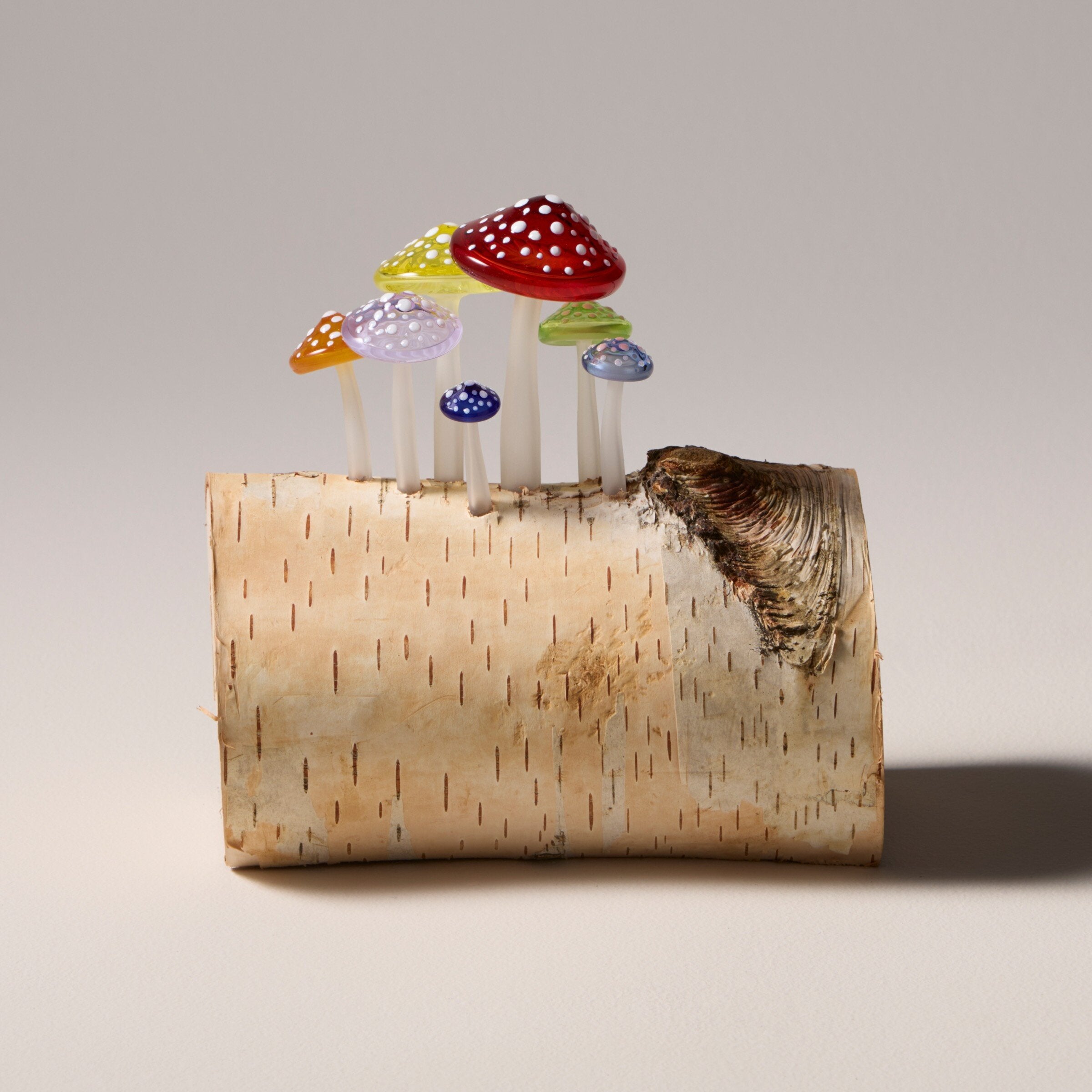 Rainbow Birch Mushroom Log Lamp
