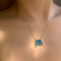 Boulder Opal and Emerald Gold Necklace