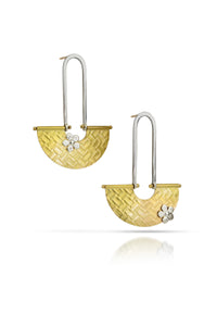 Half-Moon Basketweave Dangle Earrings
