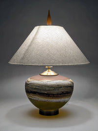 Satin Strata Table Lamp in Tangerine and Lime