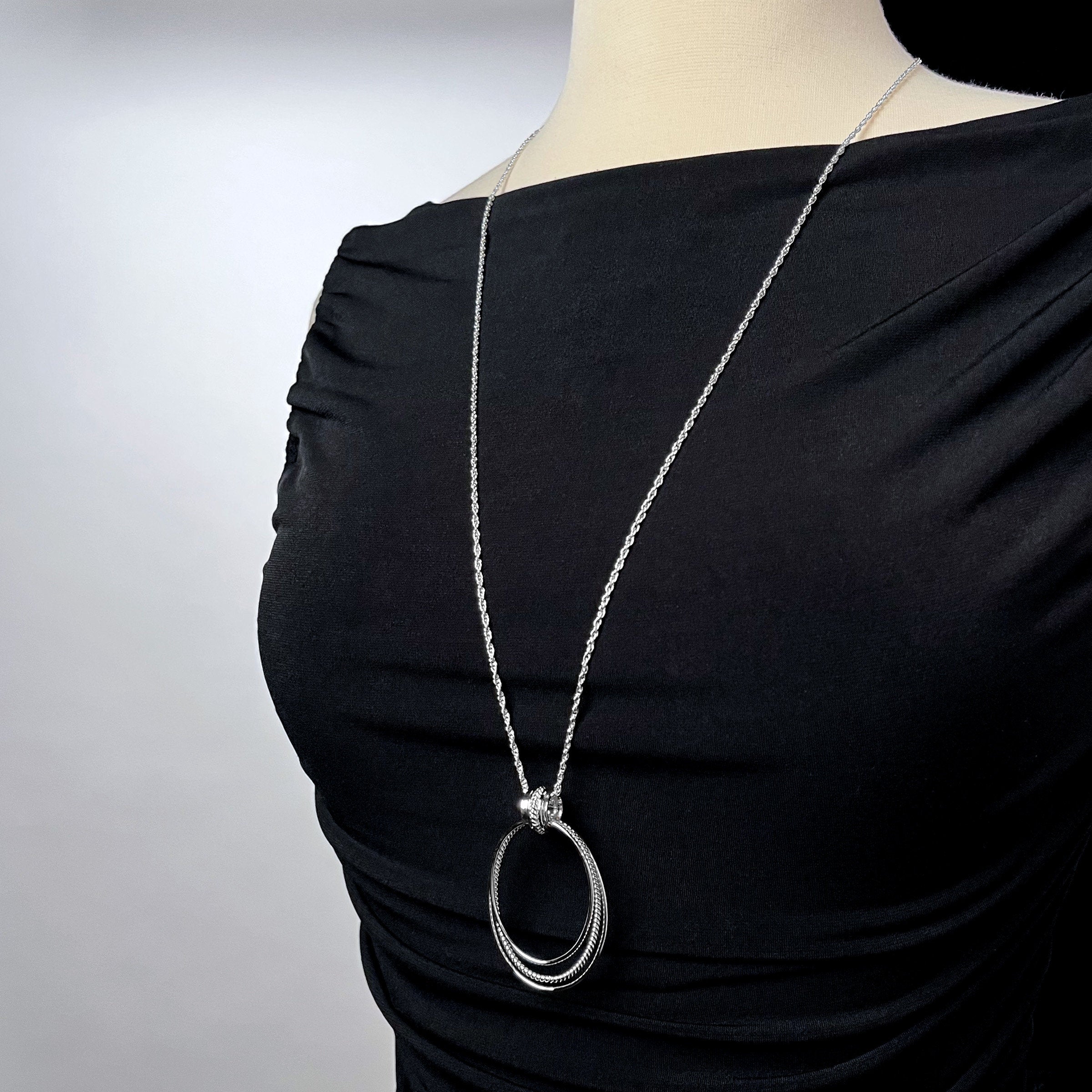 Long  Necklace with Large Oval Hoops