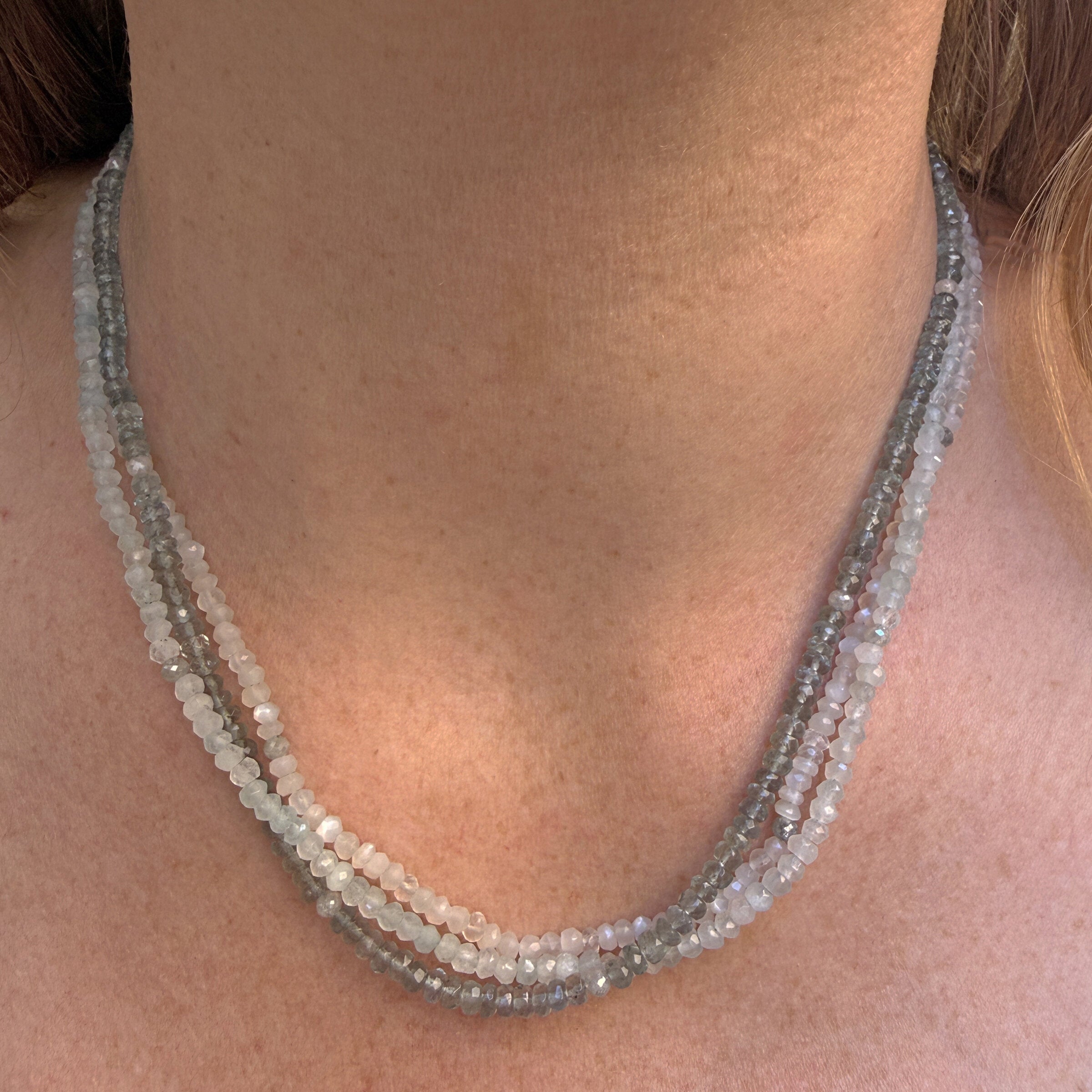 Long Strand Beaded Necklace with 14k Clasp