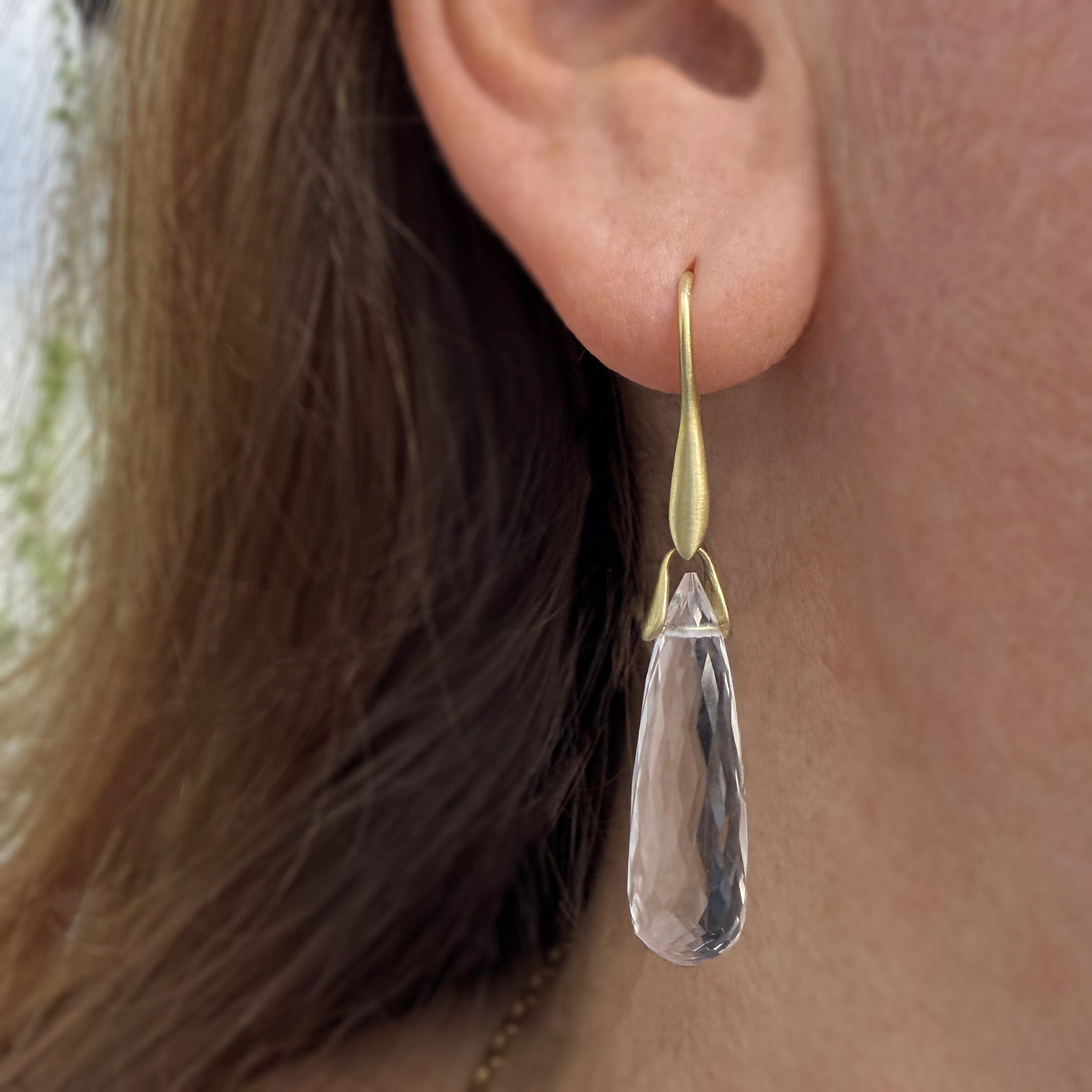 Rock Crystal Briolette Trapeze Earrings