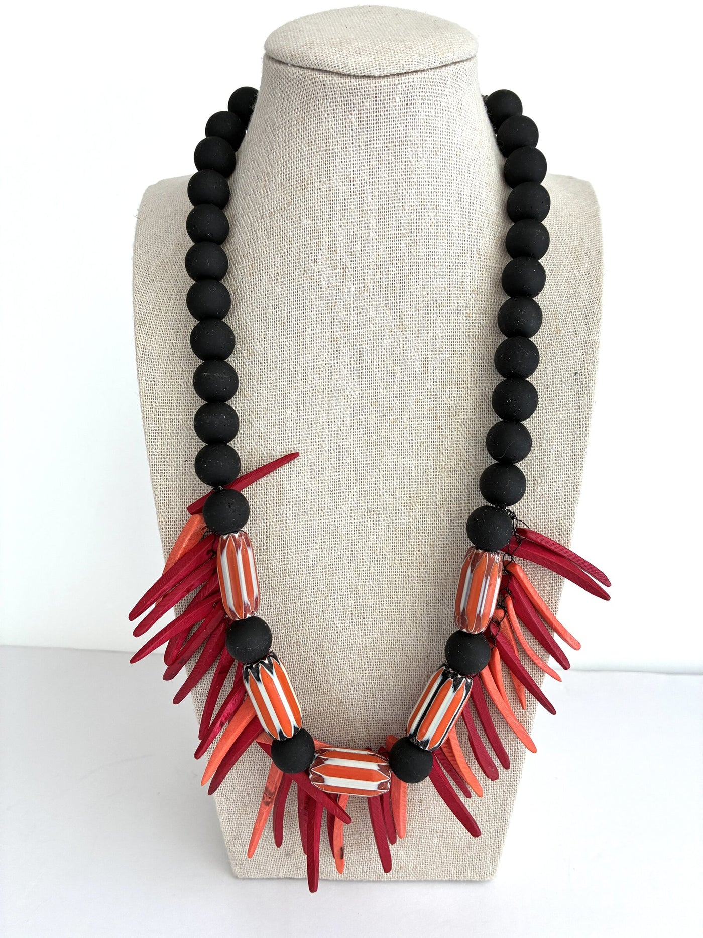 Chevron Barrel Bead Necklace