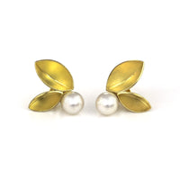 Marquise Leaf & White Pearl Earrings