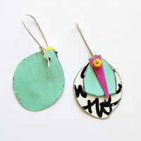 Black & White Doodle Disk Earrings