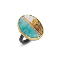 Amazonite & Java Lace Agate Inlay Ring