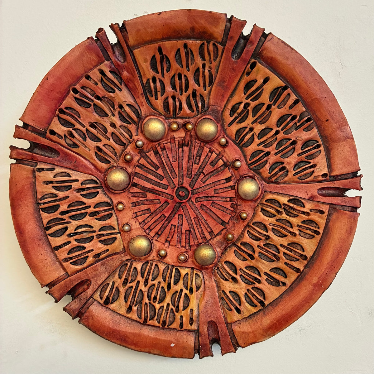 Red and Orange with Iridescent Beads Celestial Landscape