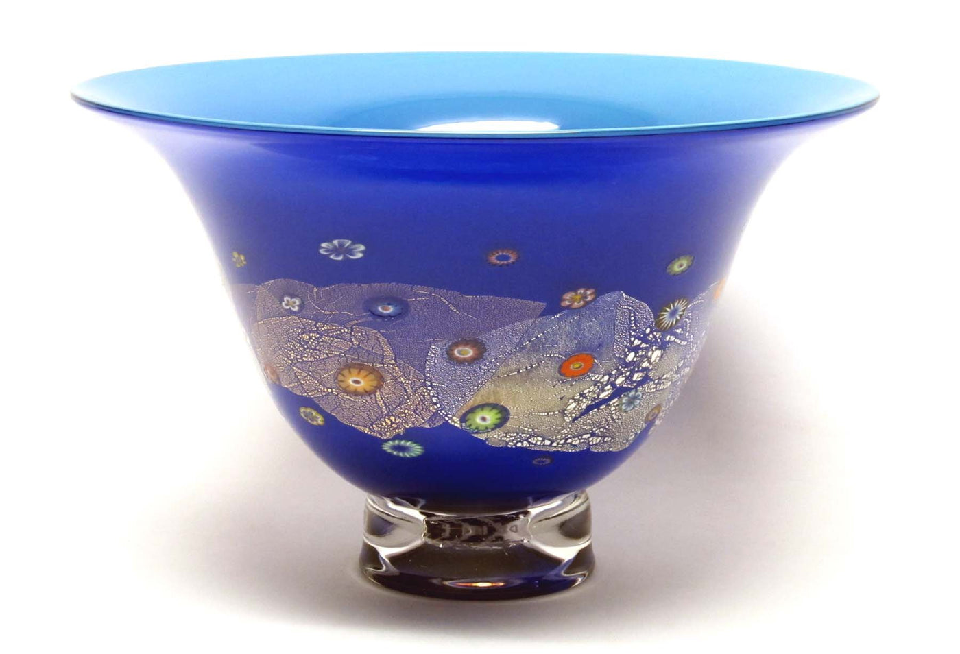 Azure Blue and Cobalt Blossom Bowl