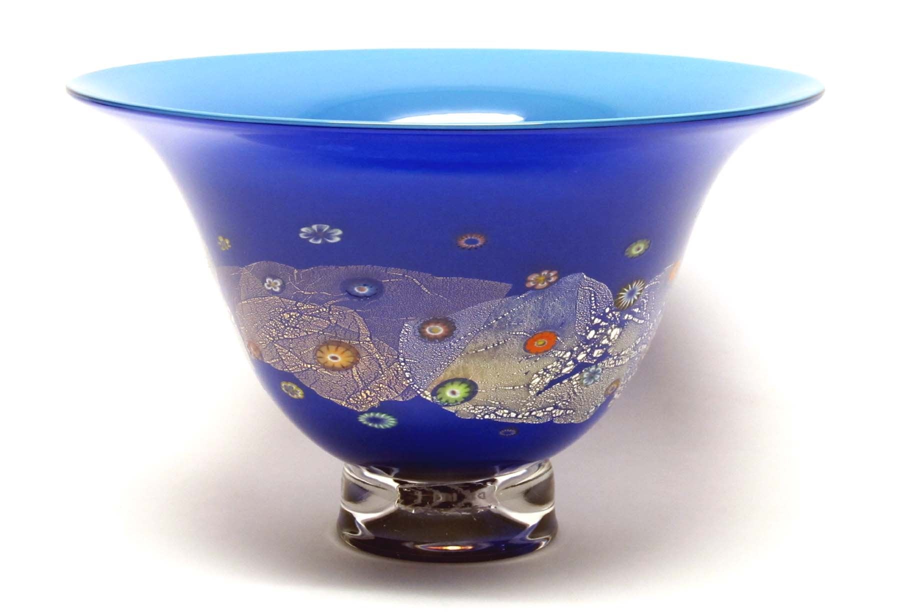Azure Blue and Cobalt Blossom Bowl