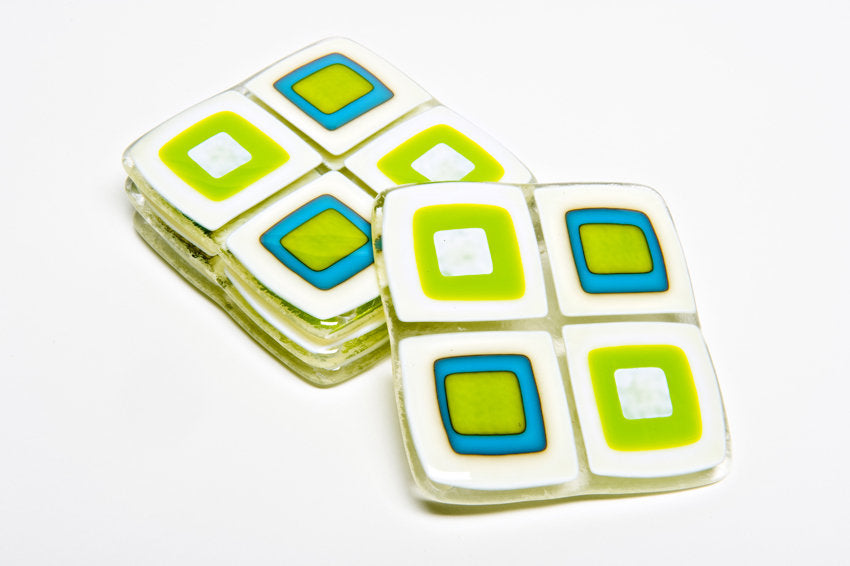 Vanilla and Turquoise Retro Coasters