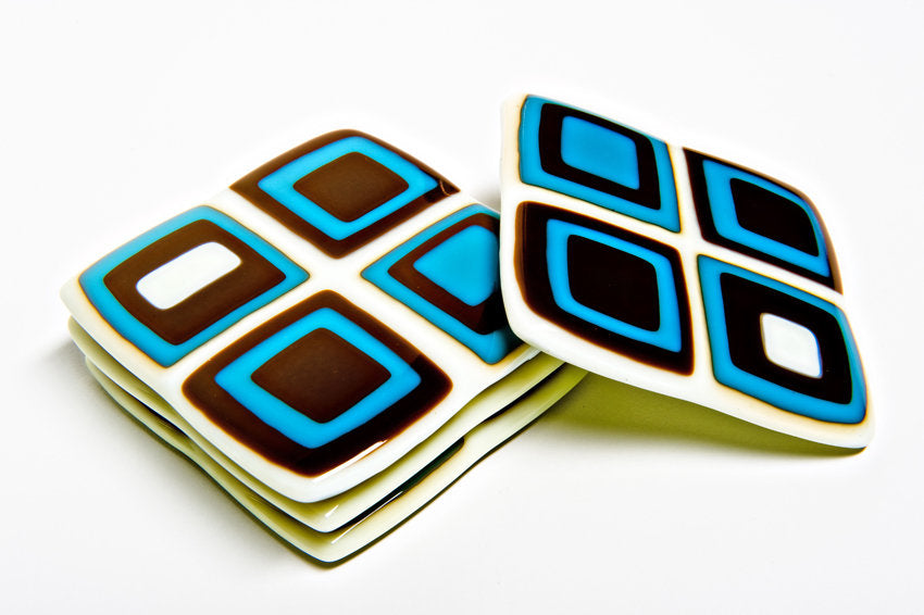 Turquoise and Brown Retro Coasters