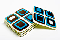 Turquoise and Brown Retro Coasters