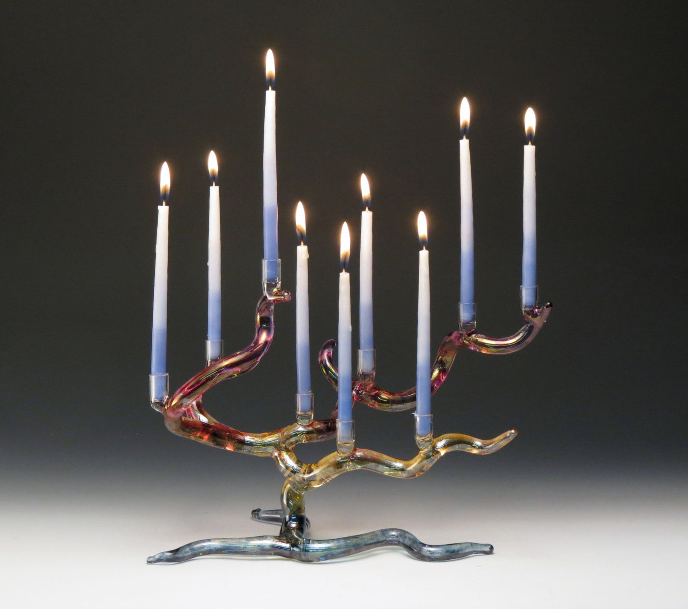 Horizontal Rainbow Tree Menorah