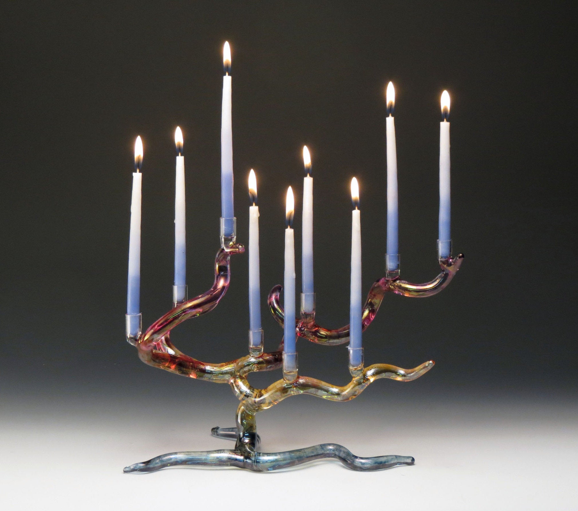 Horizontal Rainbow Tree Menorah