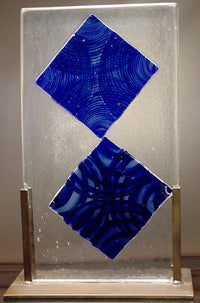 Cast Glass with Blue Diamonds
