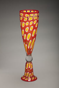 Red Mosaic Tall Cone Vase