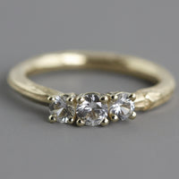 Three-Stone Sapphire Twig Ring with Yellow Gold