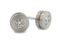 Torno Small Ear Studs in Platinum and Diamonds