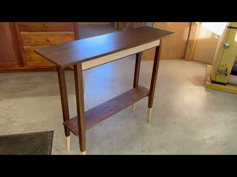 Walnut and Tiger Maple Console Table with Shelf