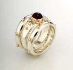 Forged End Ring Set by Linda Smith (Silver, Gold & Stone Rings)