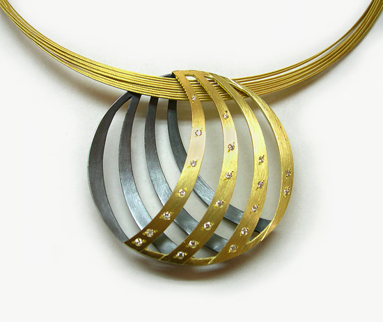 Large Round Pendant by Keiko Mita (Gold & Silver Pendant/Pin) | Artful Home