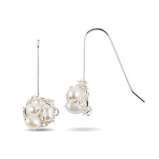 Nest Earrings with Freshwater Pearls by Randi Chervitz (Silver & Pearl Earrings)