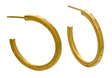 Stamped Hoop in Vermeil by Jodi Brownstein (Gold & Silver Earrings)