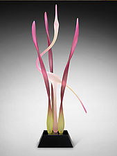 Heron in the Marsh, Blush by Warner Whitfield and Beatriz Kelemen (Art Glass Sculpture)