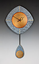 Blue & Copper L-Drop Pendulum Clock by Leonie Lacouette (Wood & Copper Clock)