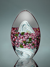Cherry Blossom Egg by Shawn Messenger (Art Glass Paperweight)