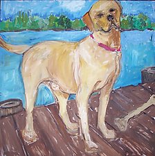 Yellow Lab on Dock by Elisa Root (Oil Painting)